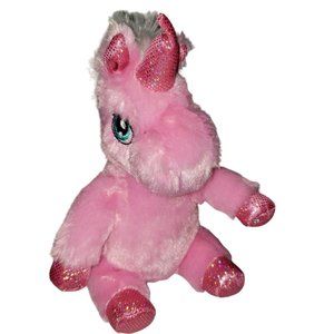 Dan Dee Small 9" Pink & White Unicorn Soft Eye Plush Glittery Hooves and Horn